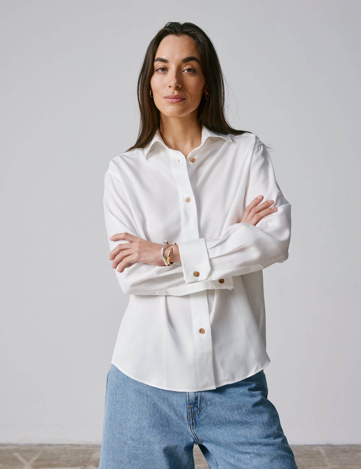 white Hannah shirt - Lyocell - Shirt Collar - French Cuffs
