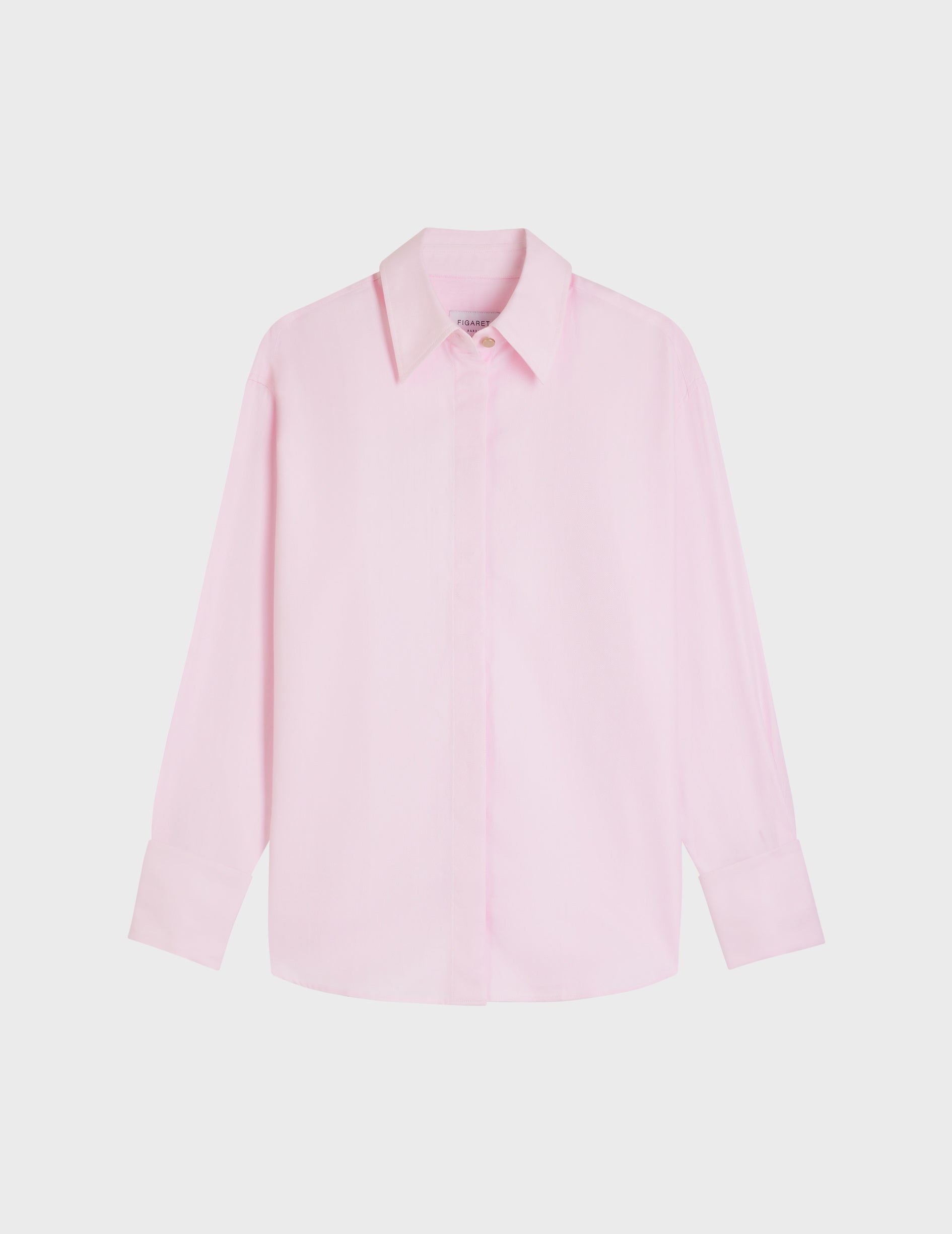 Hillie Hidden button placket pink shirt - Chevron - Shirt Collar - Musketeers Cuffs