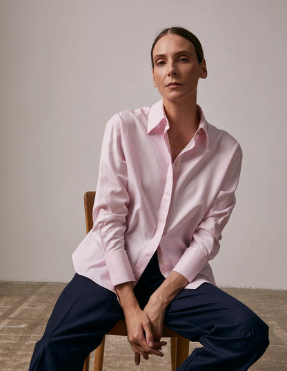 Hillie Hidden button placket pink shirt