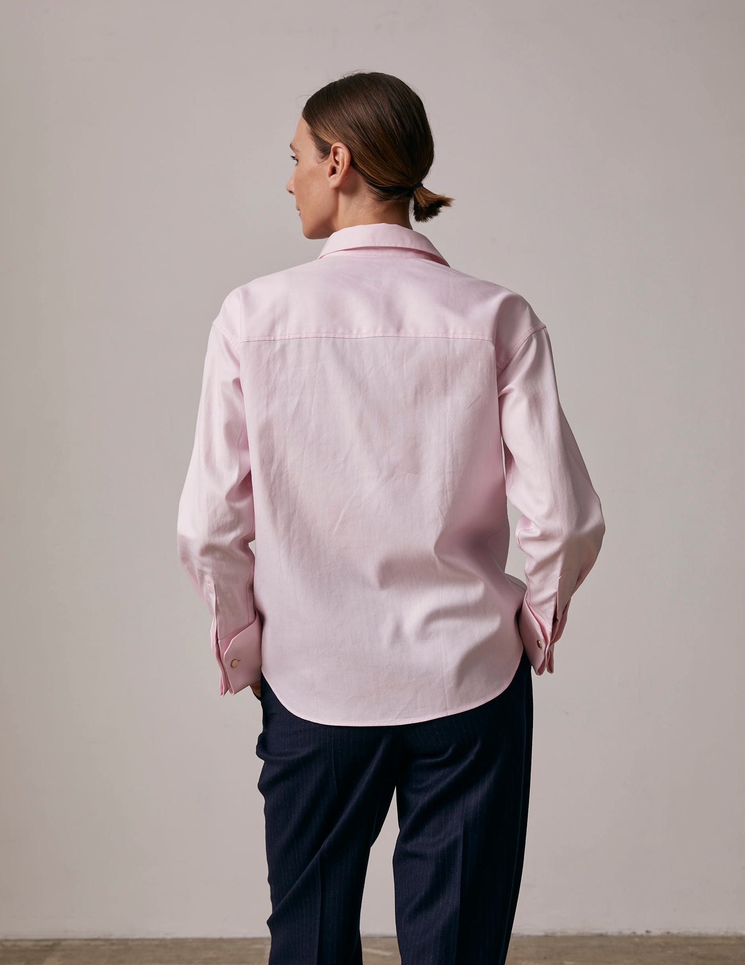 Hillie Hidden button placket pink shirt - Chevron - Shirt Collar - Musketeers Cuffs#2