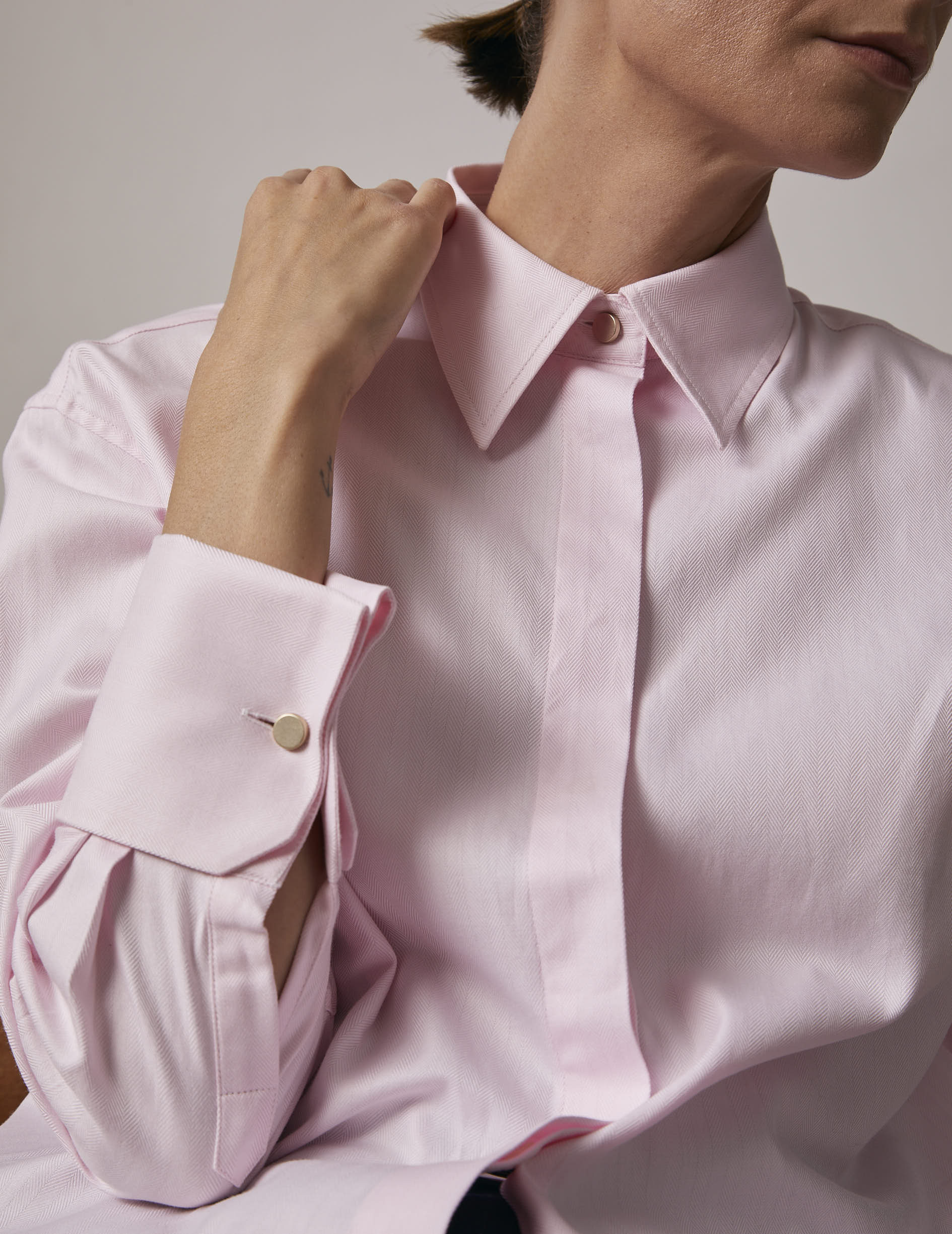 Pink Hidden button placket Hillie shirt