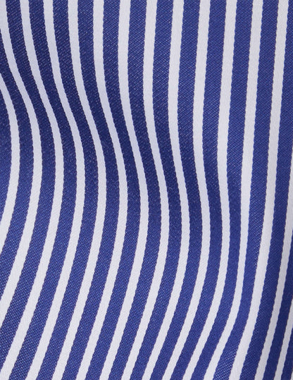 Hillie Hidden button placket navy blue striped shirt