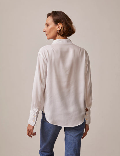 Ilena Hidden button placket white shirt