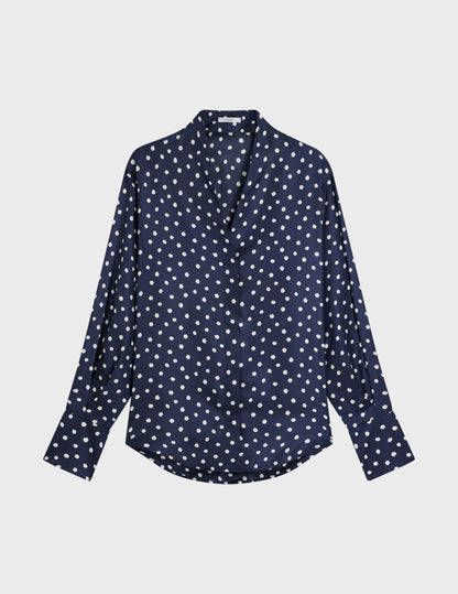 Navy blue Hidden button placket Ilena shirt