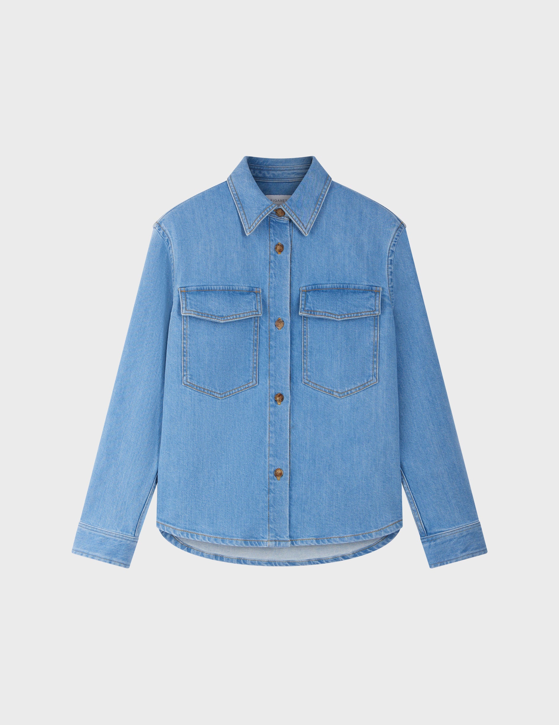 Ingrid overshirt in blue denim  - Denim - Shirt Collar