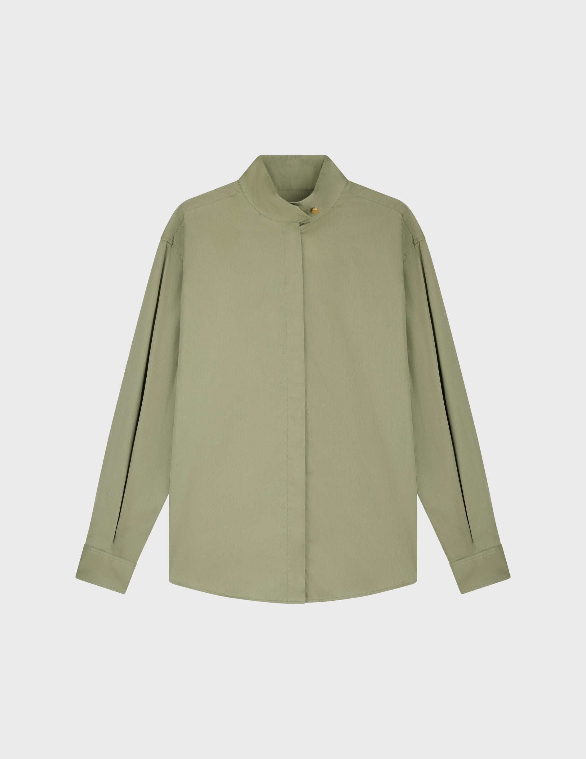 Khaki Hidden button placket Innaée shirt - Satin - Right amount tip Collar