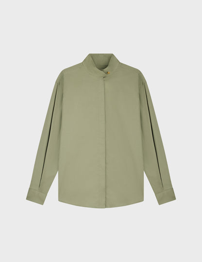 Innaée Hidden button placket khaki shirt