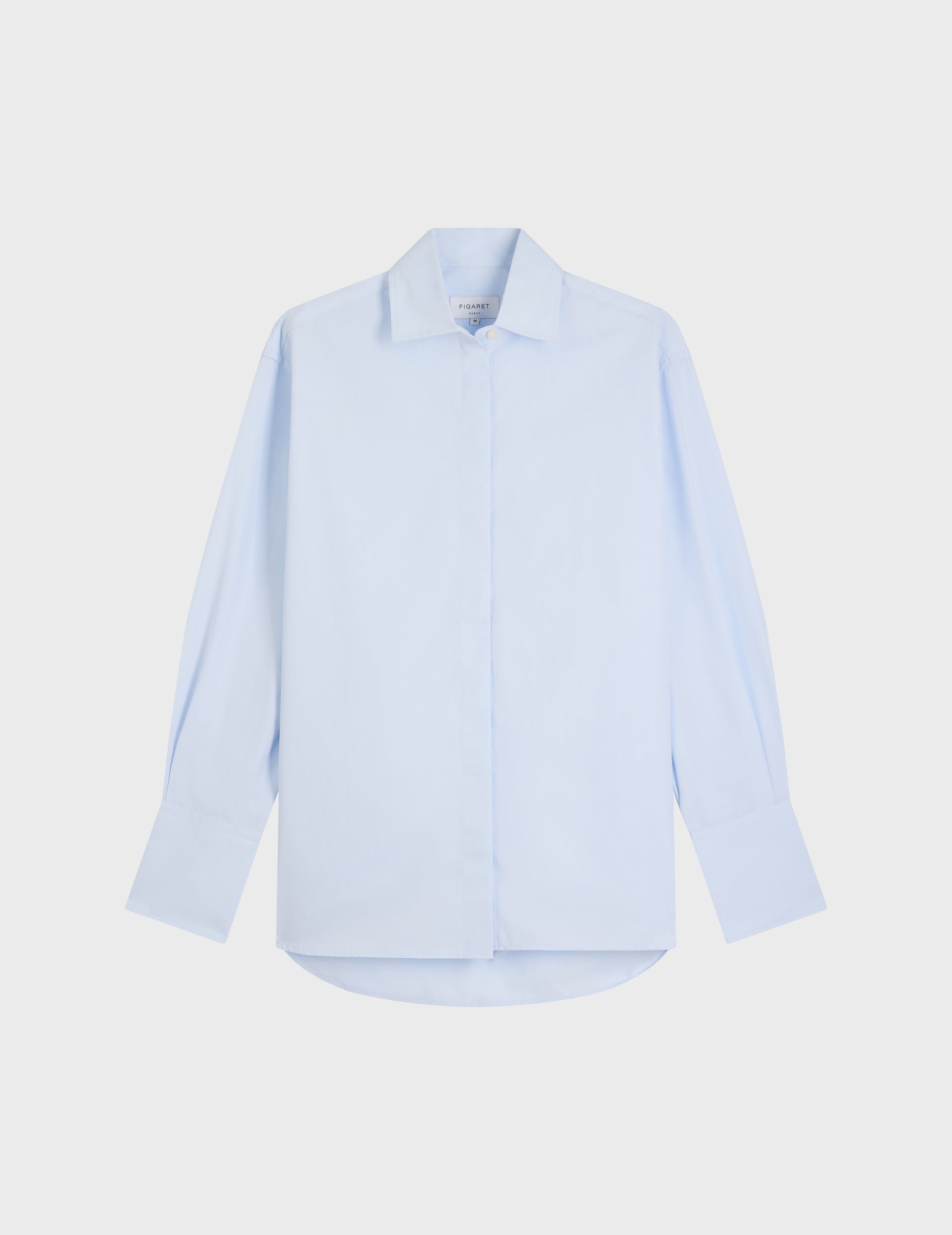 Blue Hidden button placket Irene shirt - Poplin - Shirt Collar