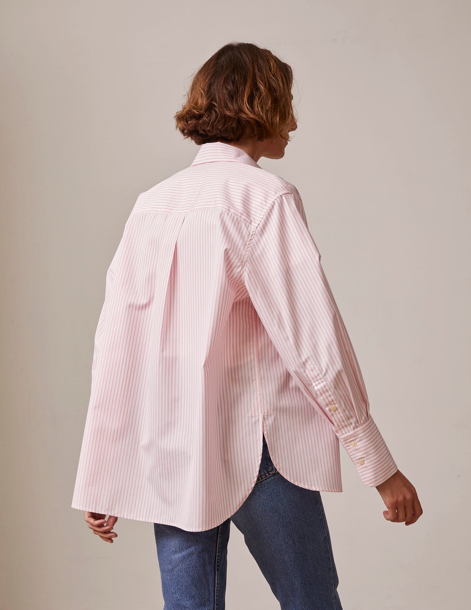 Irene Hidden button placket pink shirt - Poplin - Shirt Collar#4