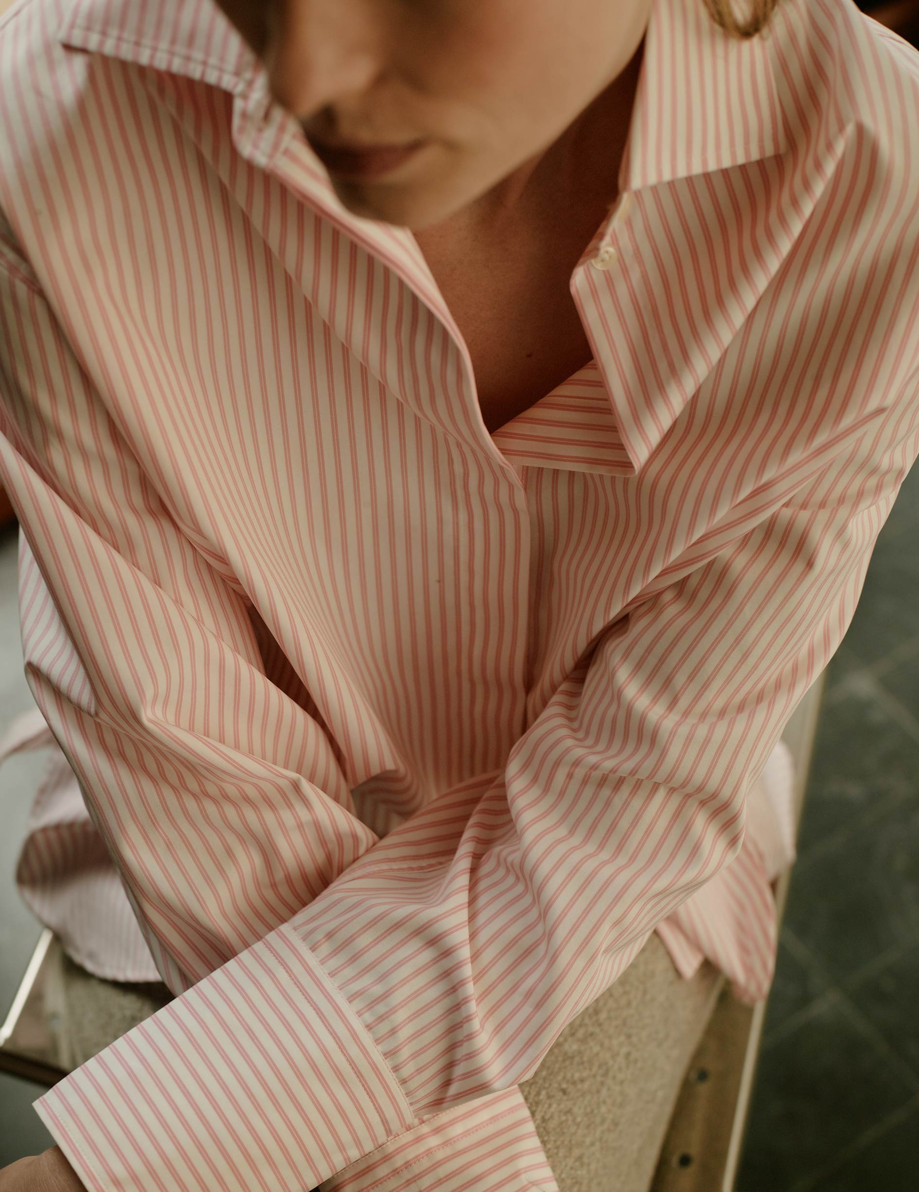 Irene Hidden button placket pink shirt