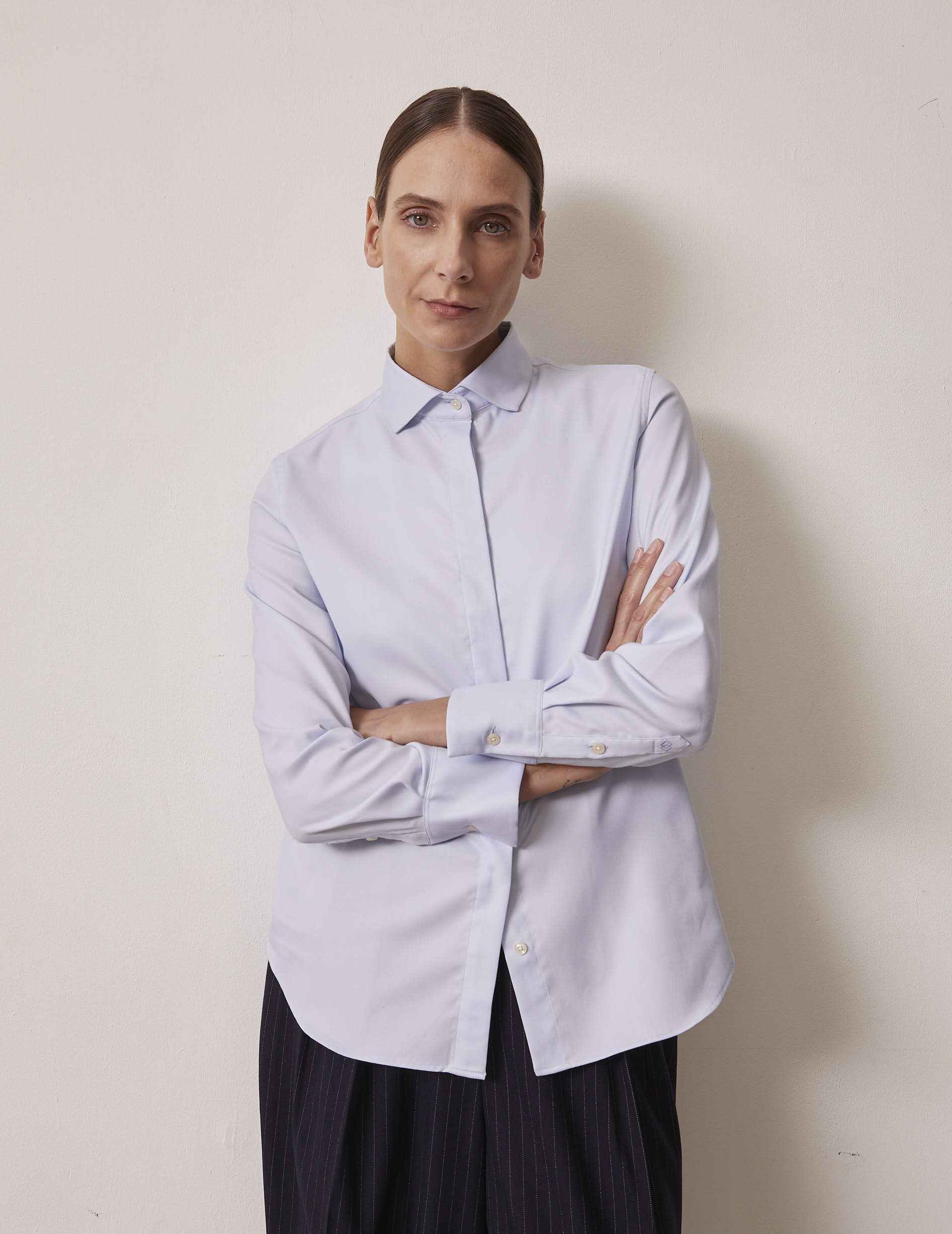 light blue Irina shirt - Dobby - Italian Collar