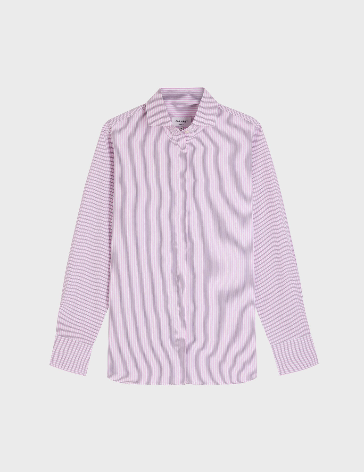 Irina Hidden button placket pink striped shirt - Poplin - Italian Collar#3