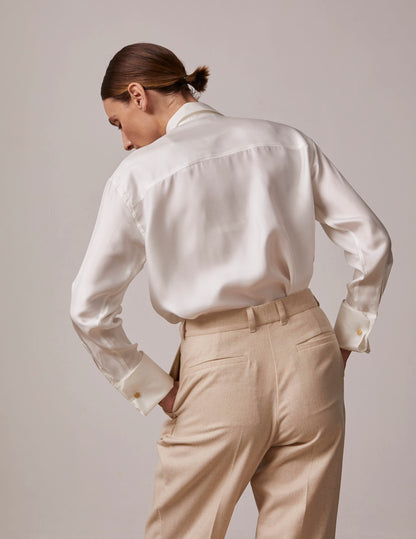 Irisa Hidden button placket ecru shirt