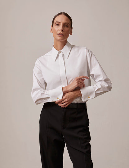 Iris Hidden button placket white shirt