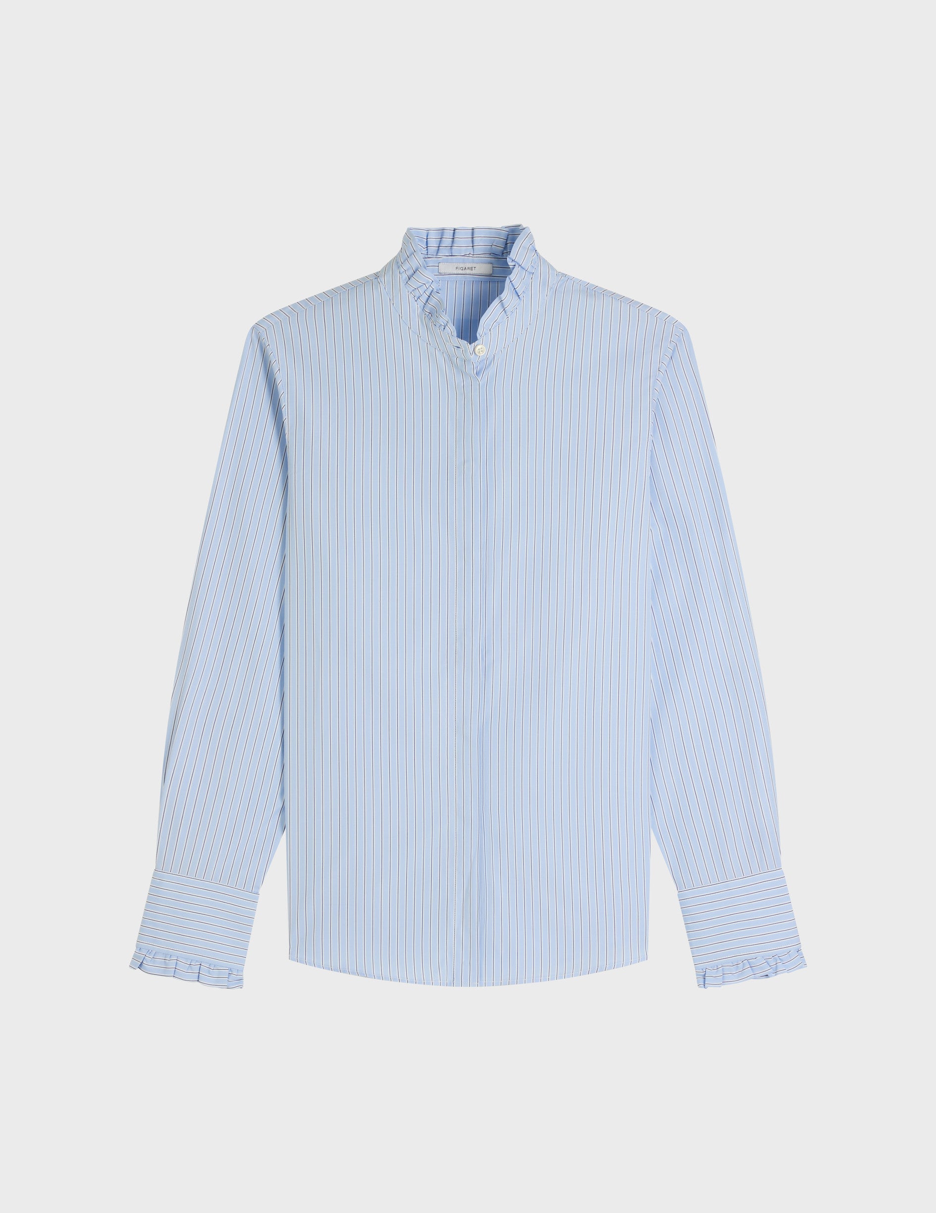 blue striped Hidden button placket Louison shirt - Poplin - Victorian Collar