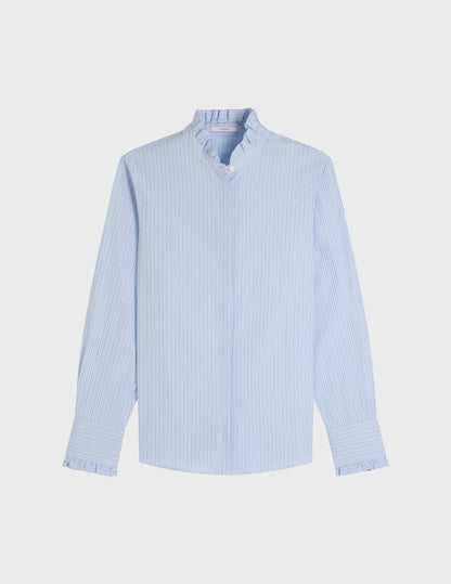 blue striped Hidden button placket Louison shirt