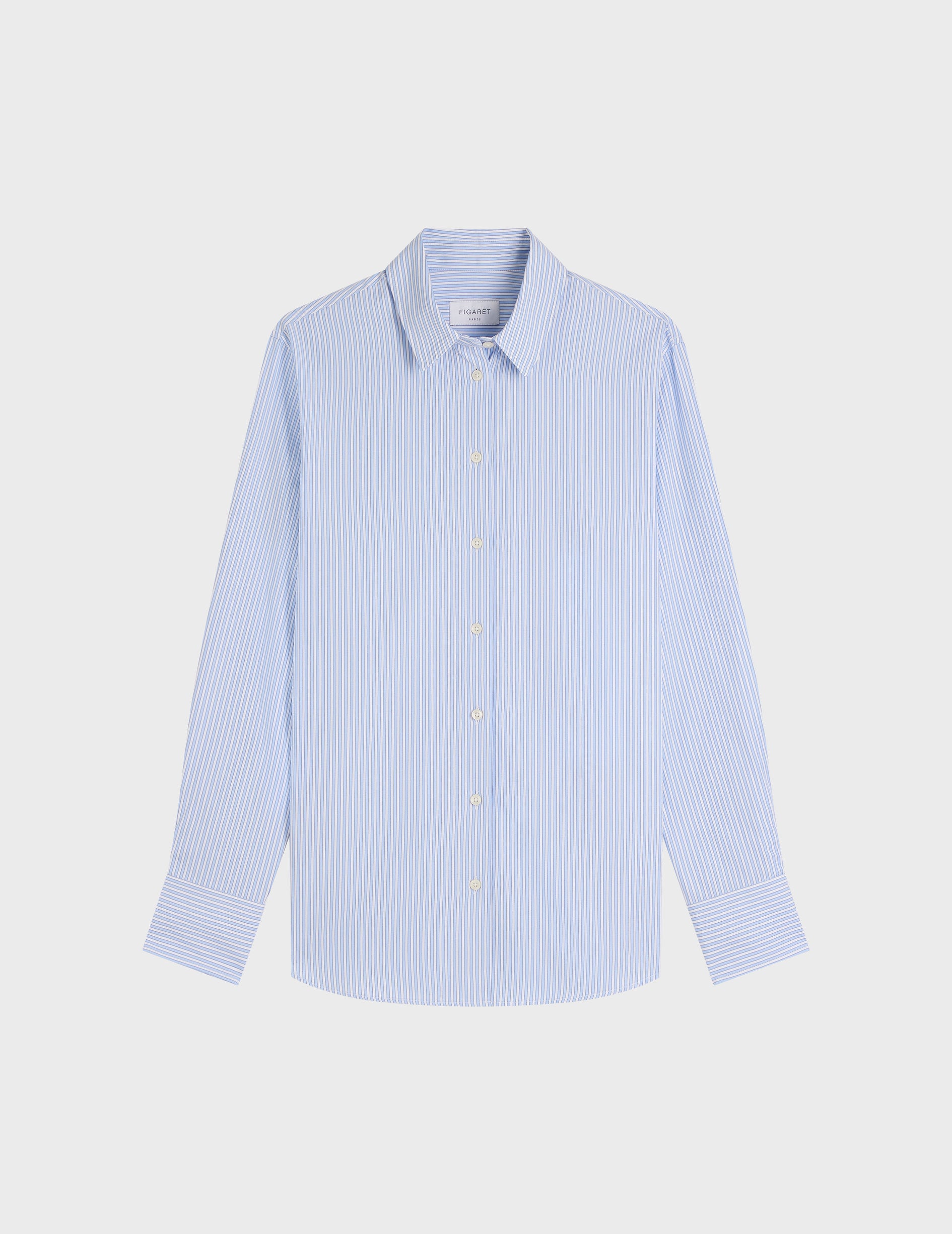 light blue striped Marion shirt - Poplin - Shirt Collar