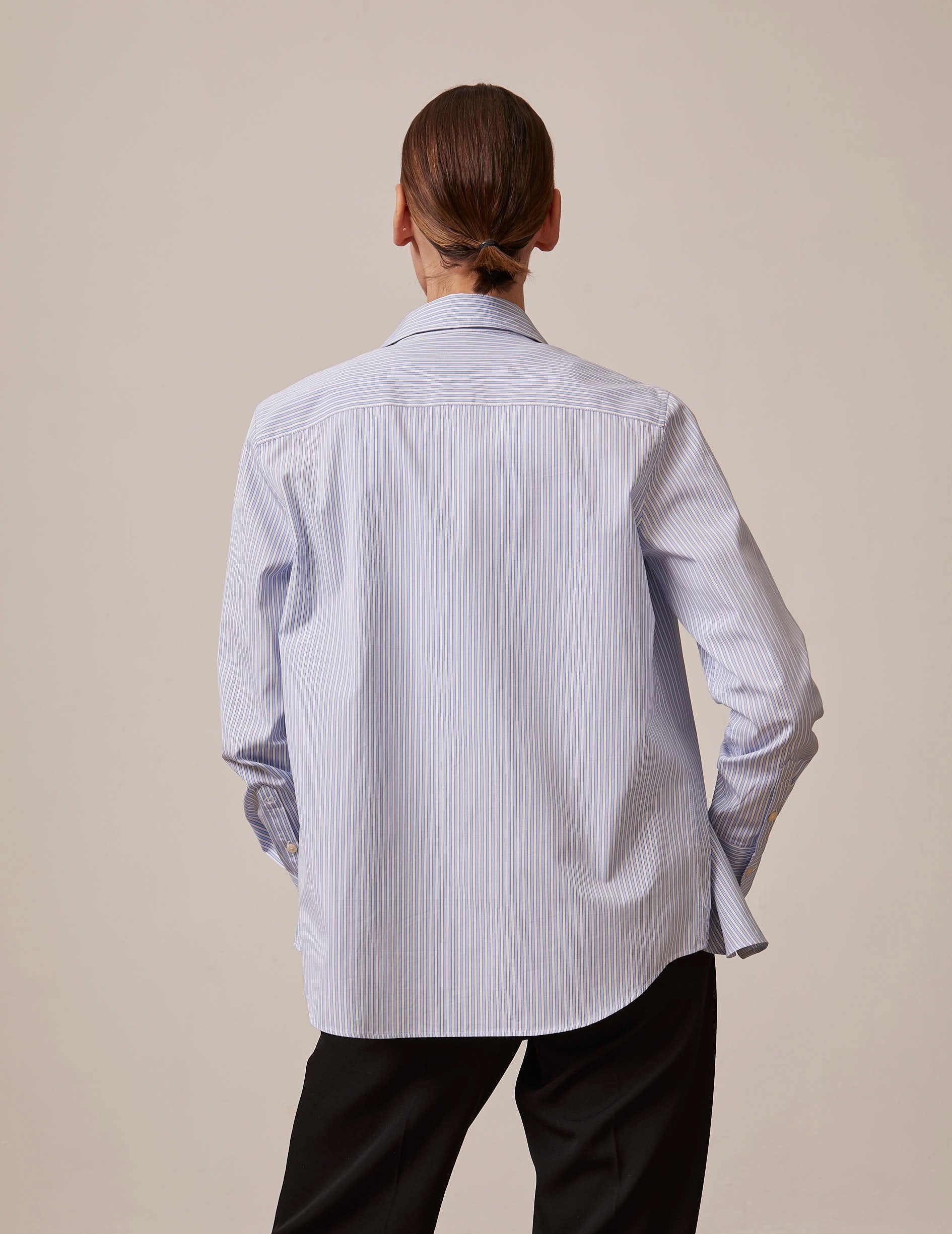 light blue striped Marion shirt - Poplin - Shirt Collar