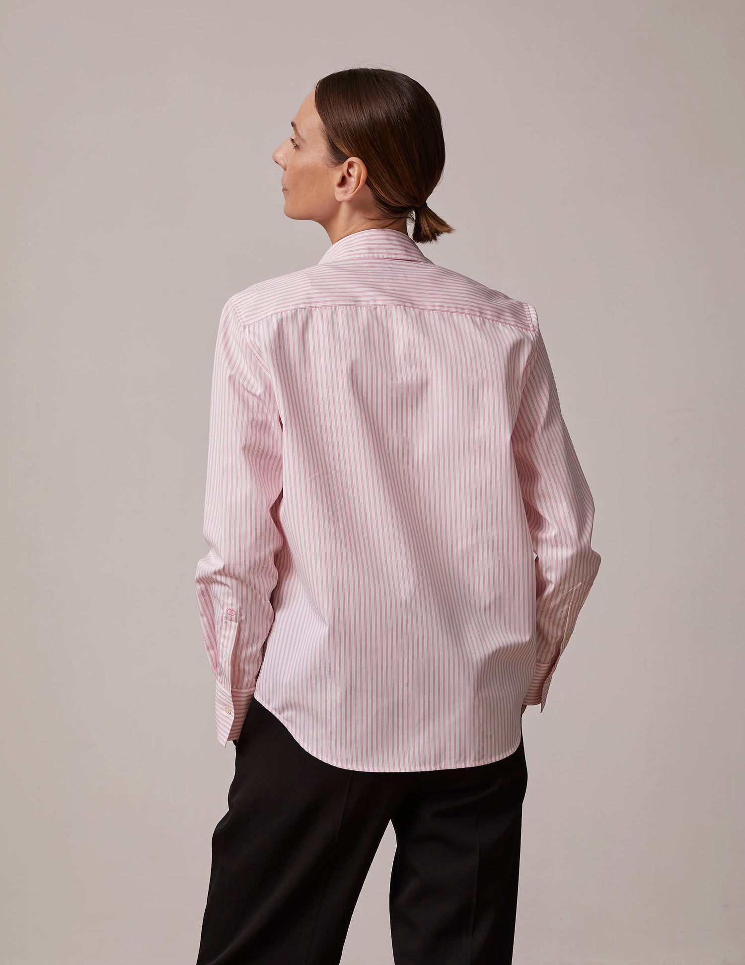 Marion pink striped shirt - Poplin - Shirt Collar#2