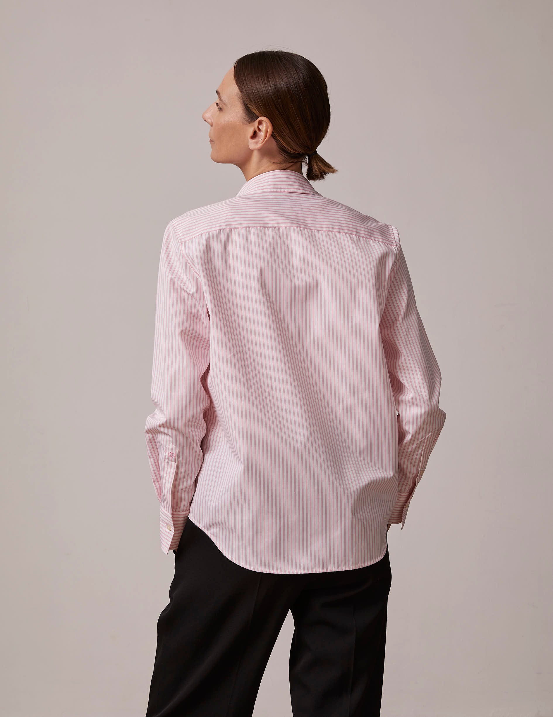 pink striped Marion shirt - Poplin - Shirt Collar