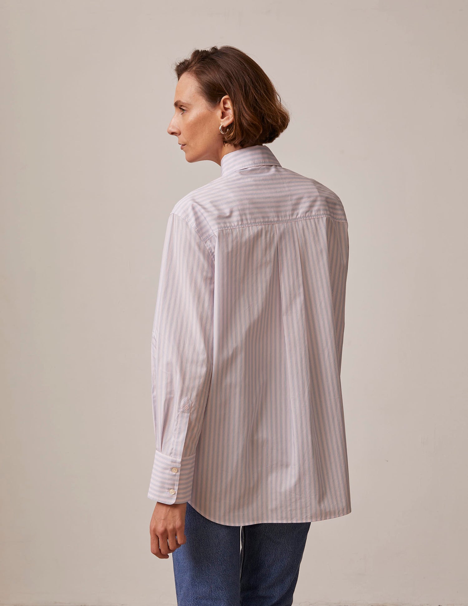 Mathilde pink striped shirt - Poplin - Shirt Collar#3