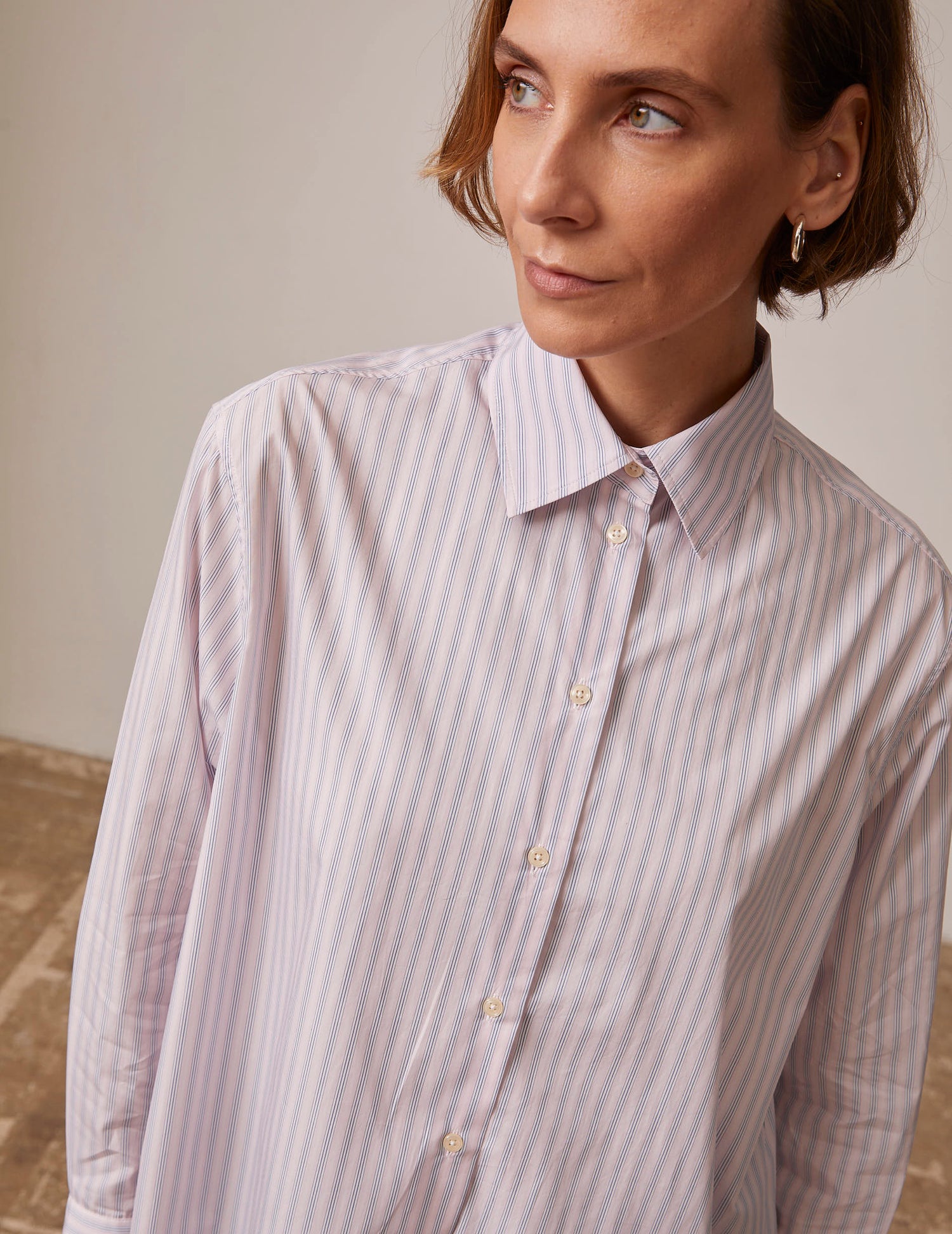 Mathilde pink striped shirt - Poplin - Shirt Collar