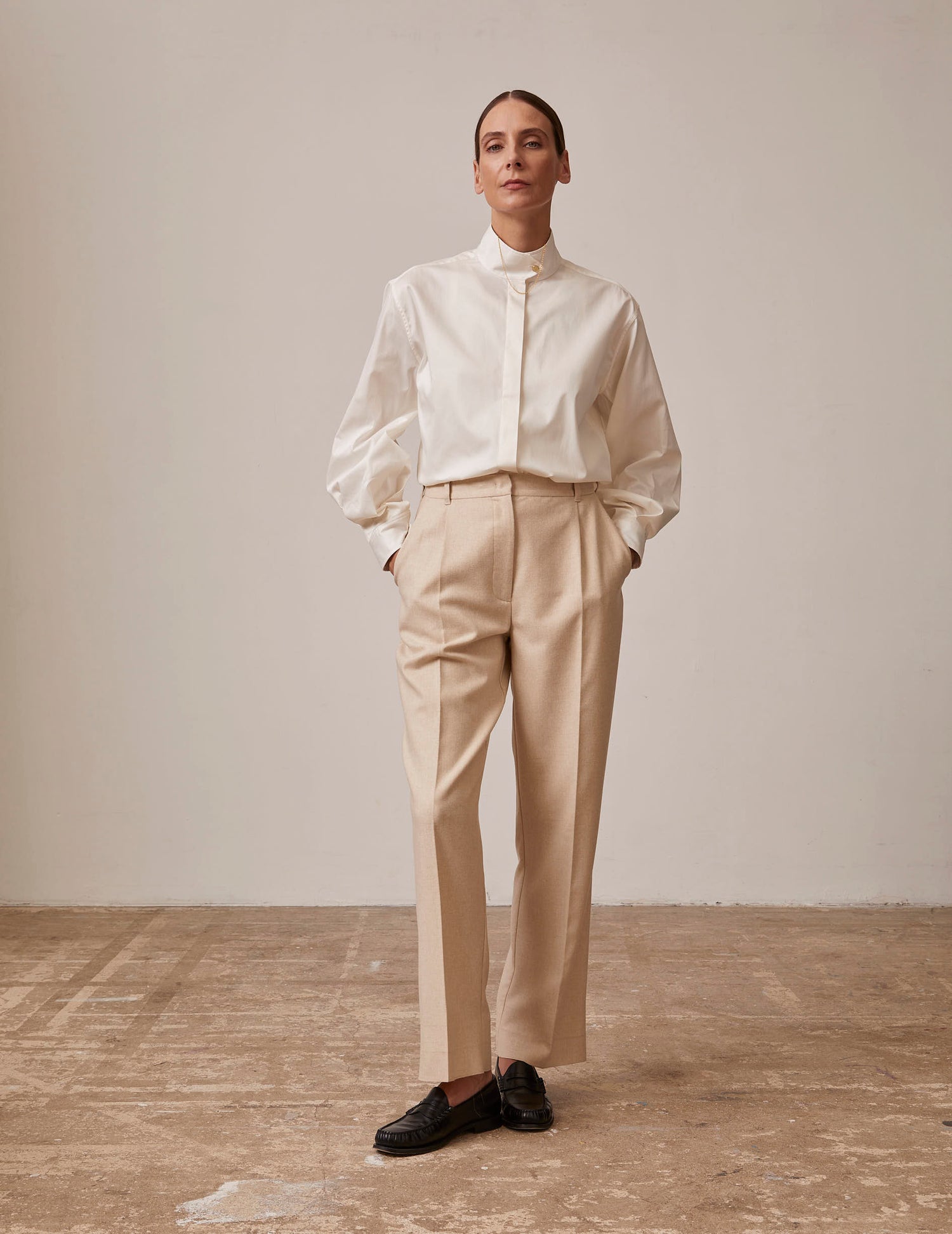 Grazia pants in beige wool fabric - Cloth#3