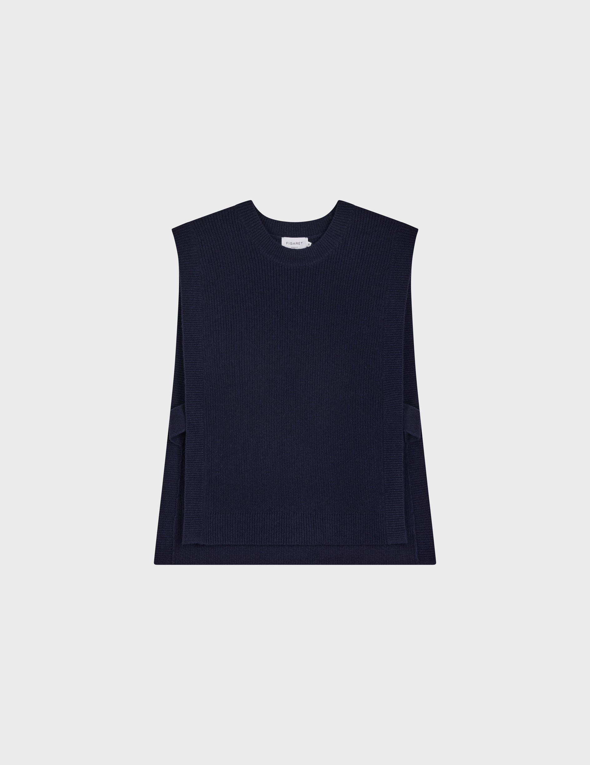 Ilonna sleeveless sweater, navy blue wool and cashmere