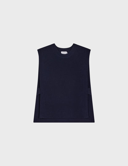 Ilonna sleeveless sweater, navy blue wool and cashmere