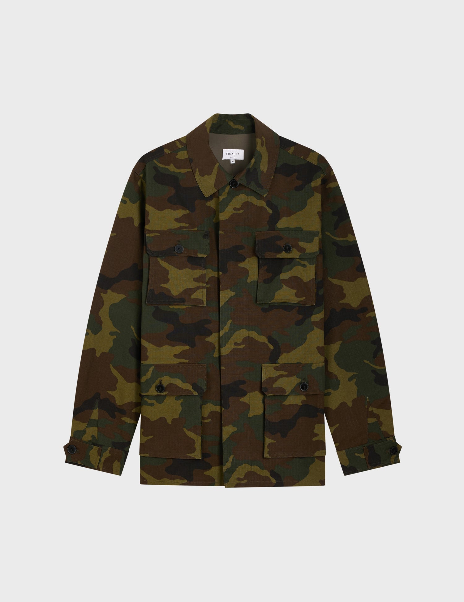 Isao jacket in khaki print ripstop