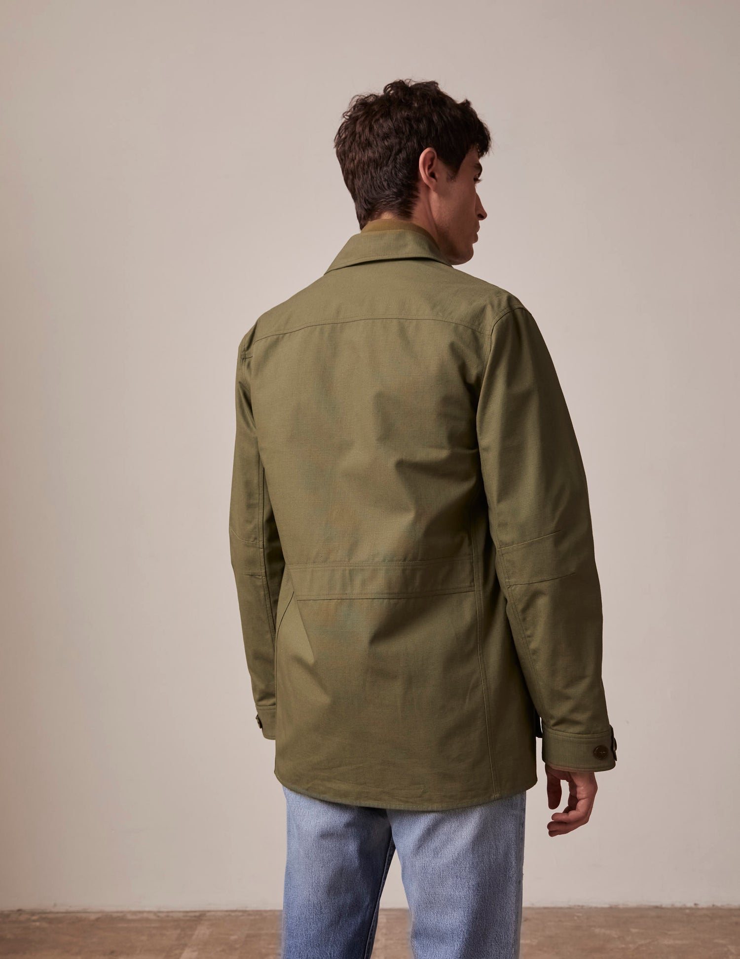 Isao military jacket in khaki ripstop