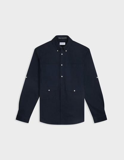 Antoine navy embroidered aviator shirt