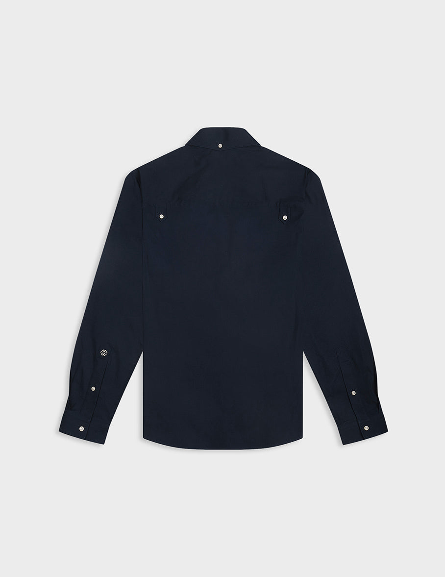 Antoine navy embroidered aviator shirt - Ripstop - Prodigious buttoned Collar