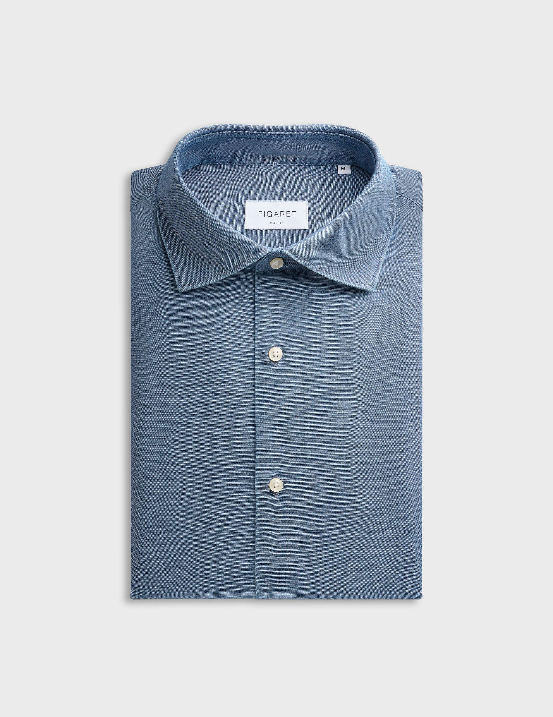 Blue Aristote shirt - Chambray - Italian Collar