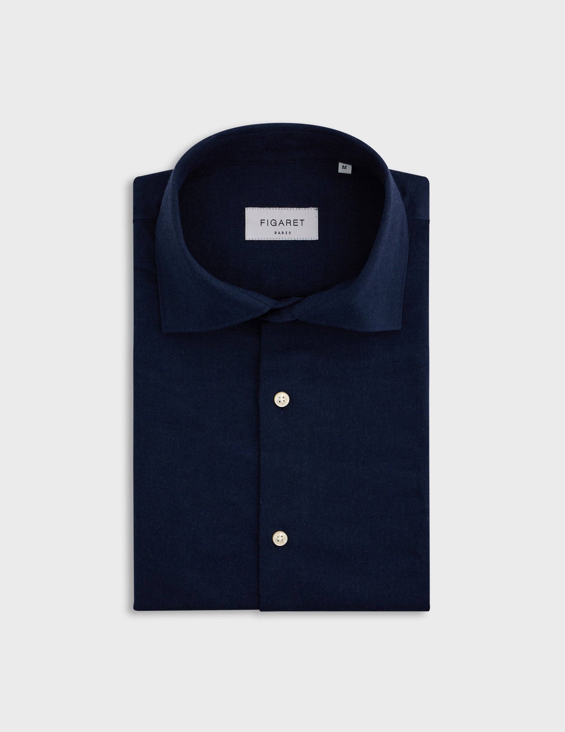 Navy blue Aristote shirt - Flannel - Italian Collar