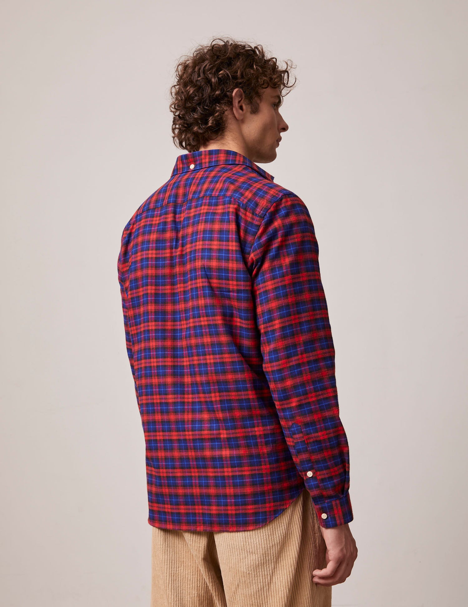 Red checkedAristote shirt - Flannel - Italian Collar#2