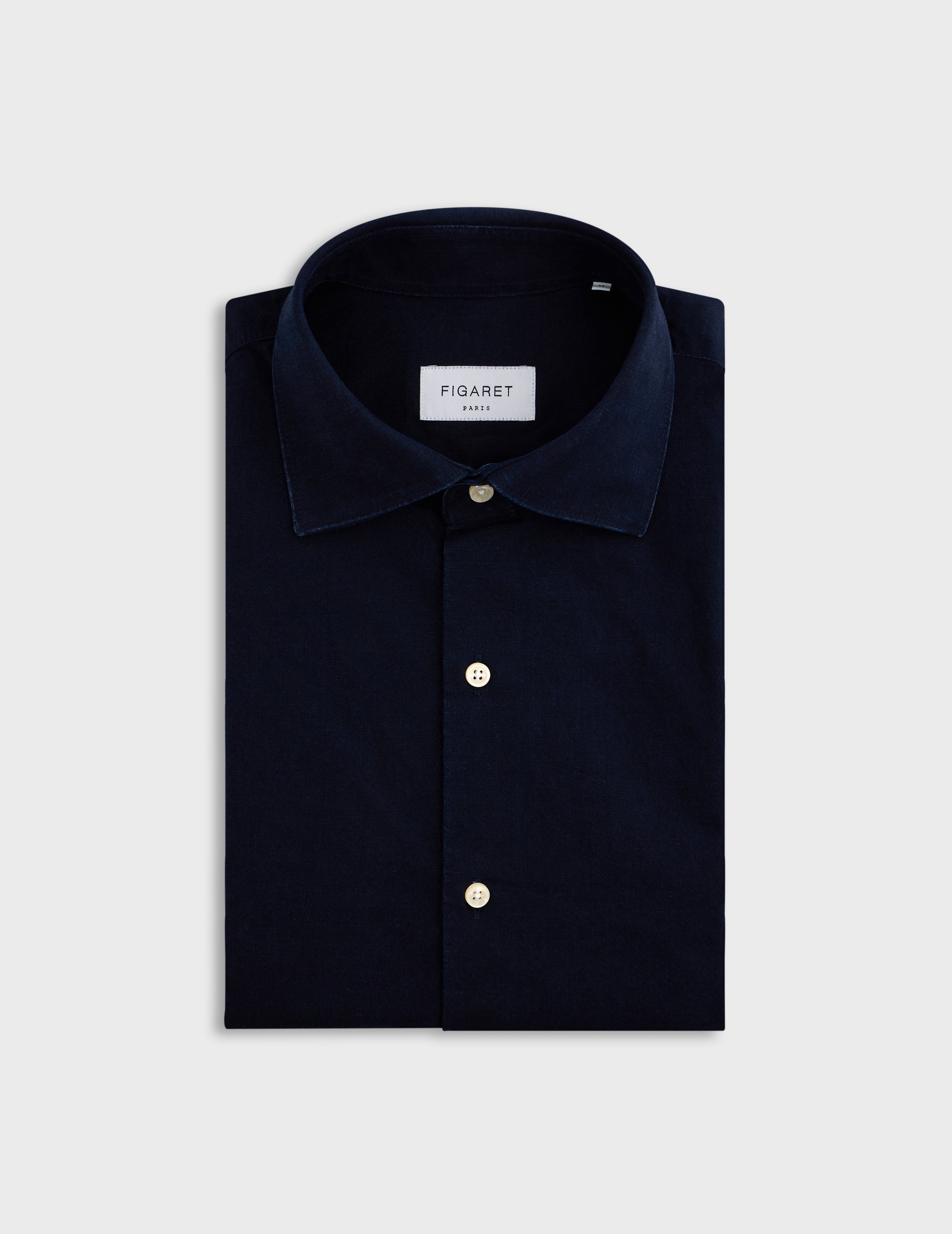 Navy blue denim Arisote shirt - Denim - Italian Collar