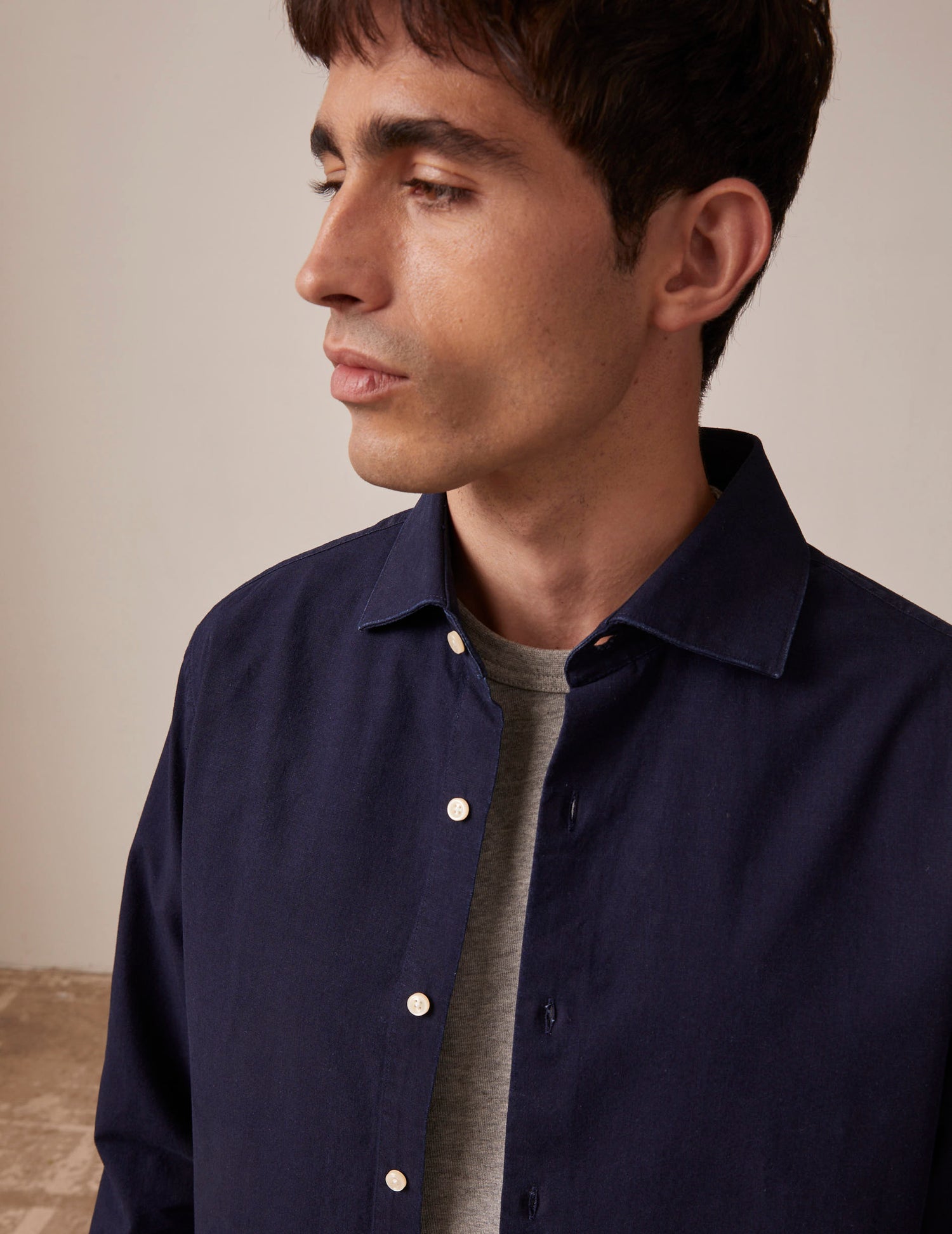 Navy blue denim Arisote shirt - Denim - Italian Collar#3