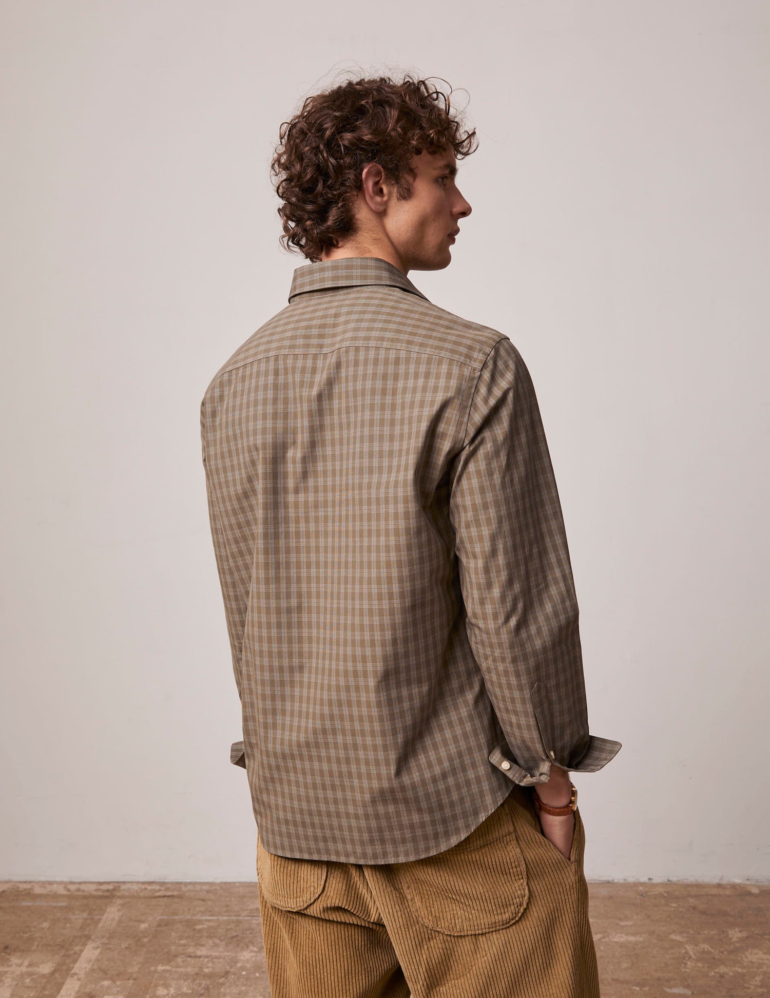 Khaki checked Arnold shirt - Poplin - Prodigious Collar#2