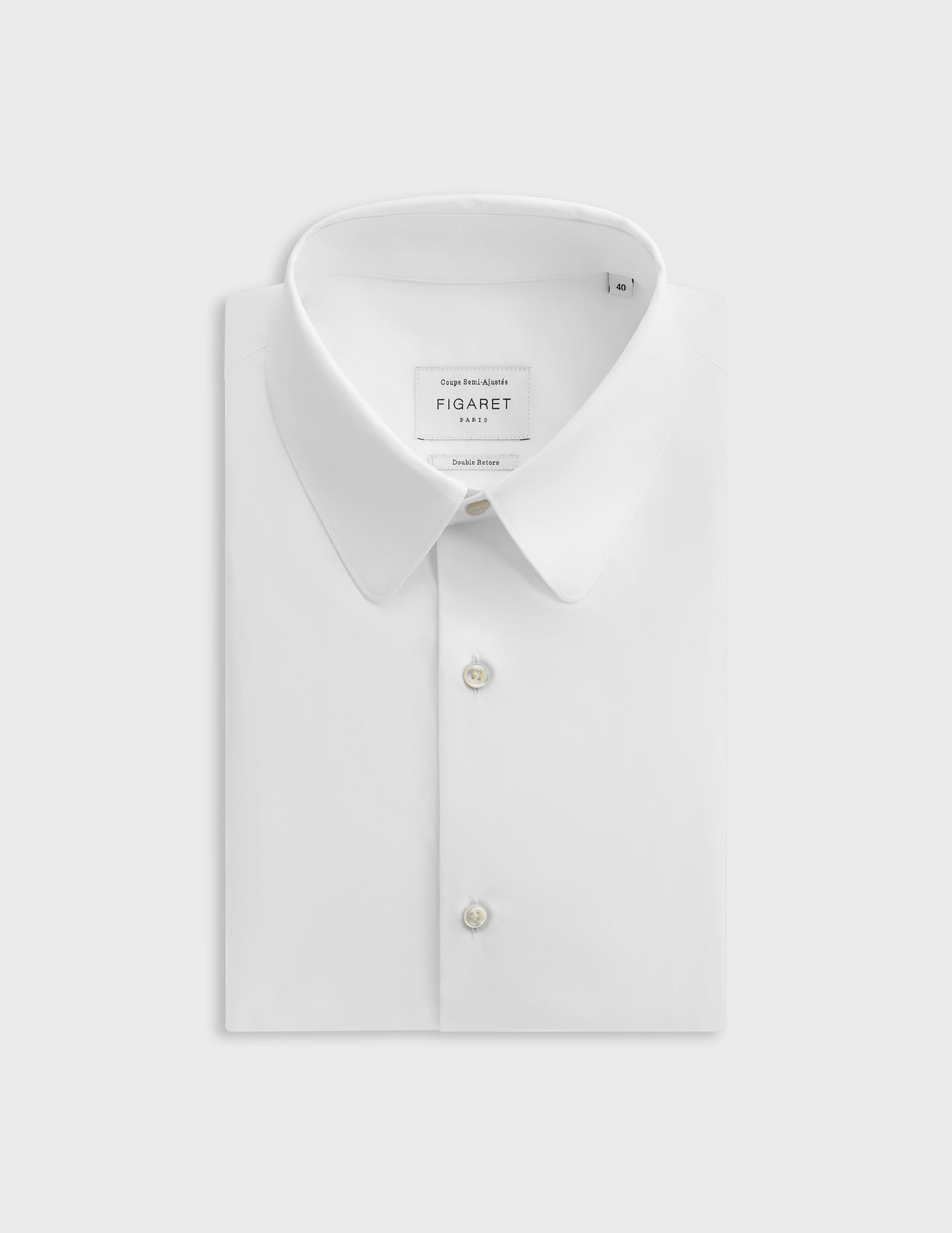 White semi-fitted shirt - Poplin - Round Collar