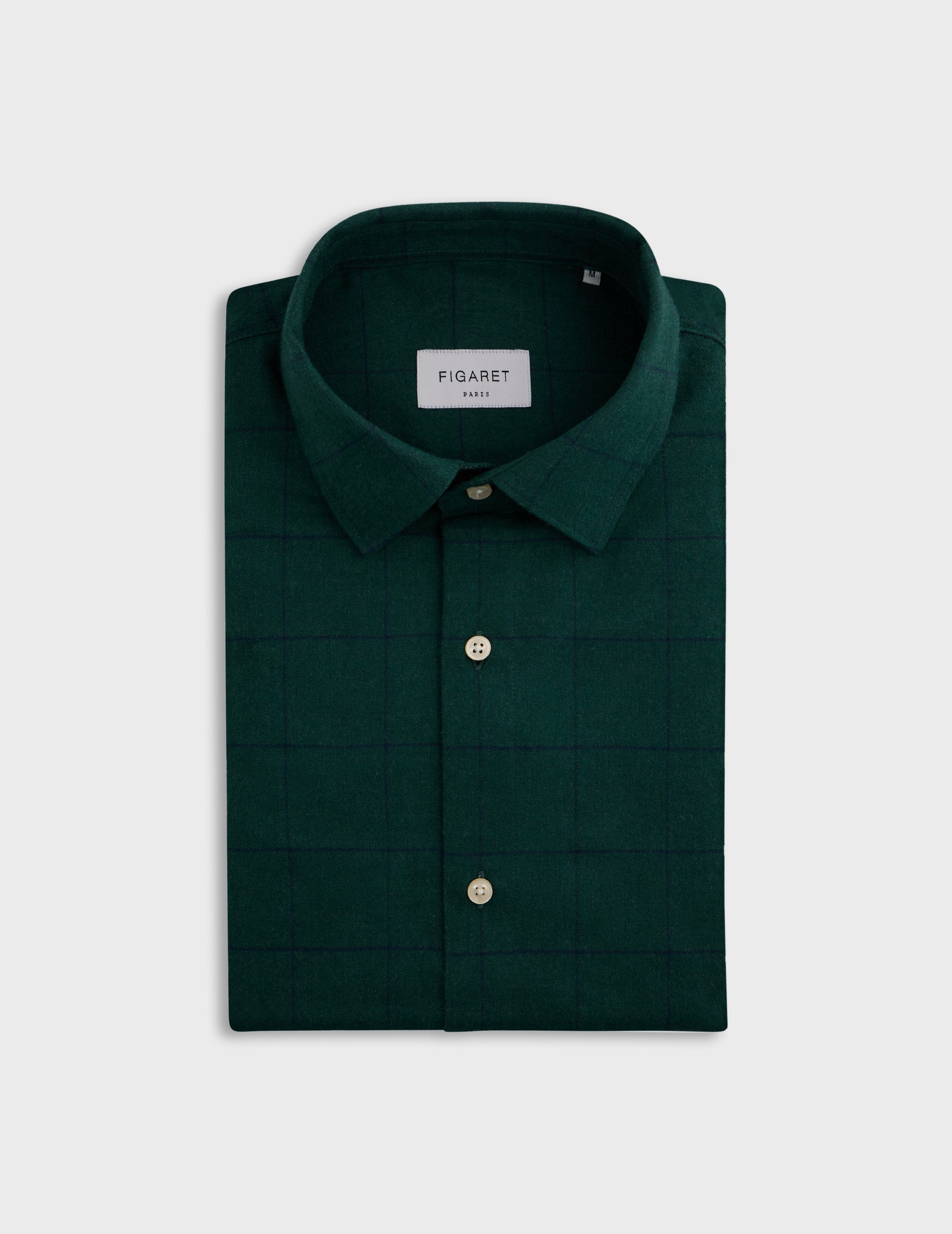 Green checked Auguste shirt - Flannel - French Collar