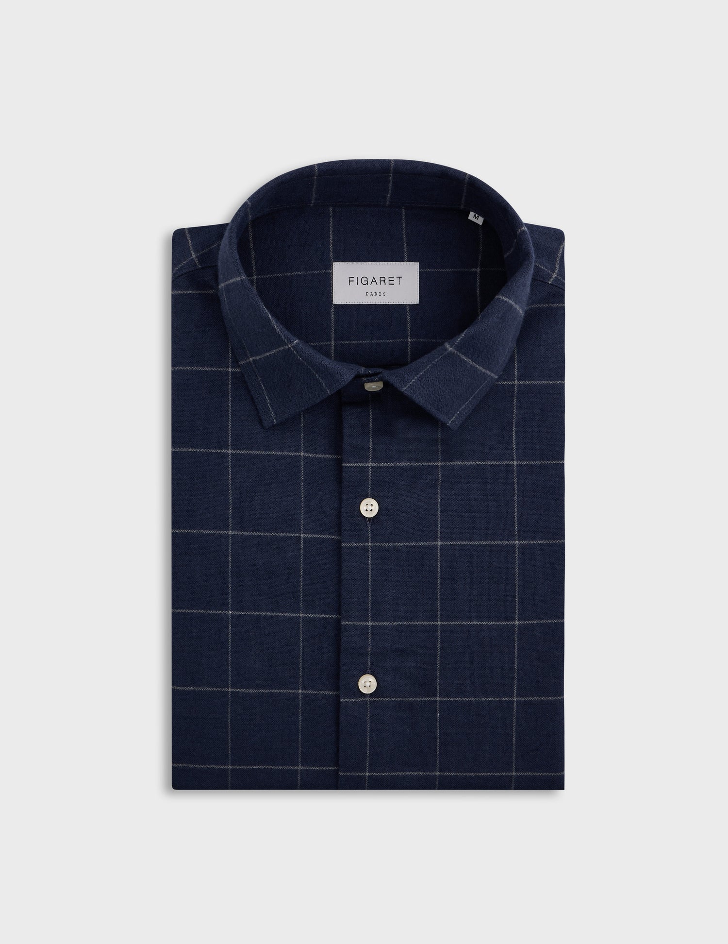 Navy blue checkedAuguste shirt - Flannel - French Collar#4