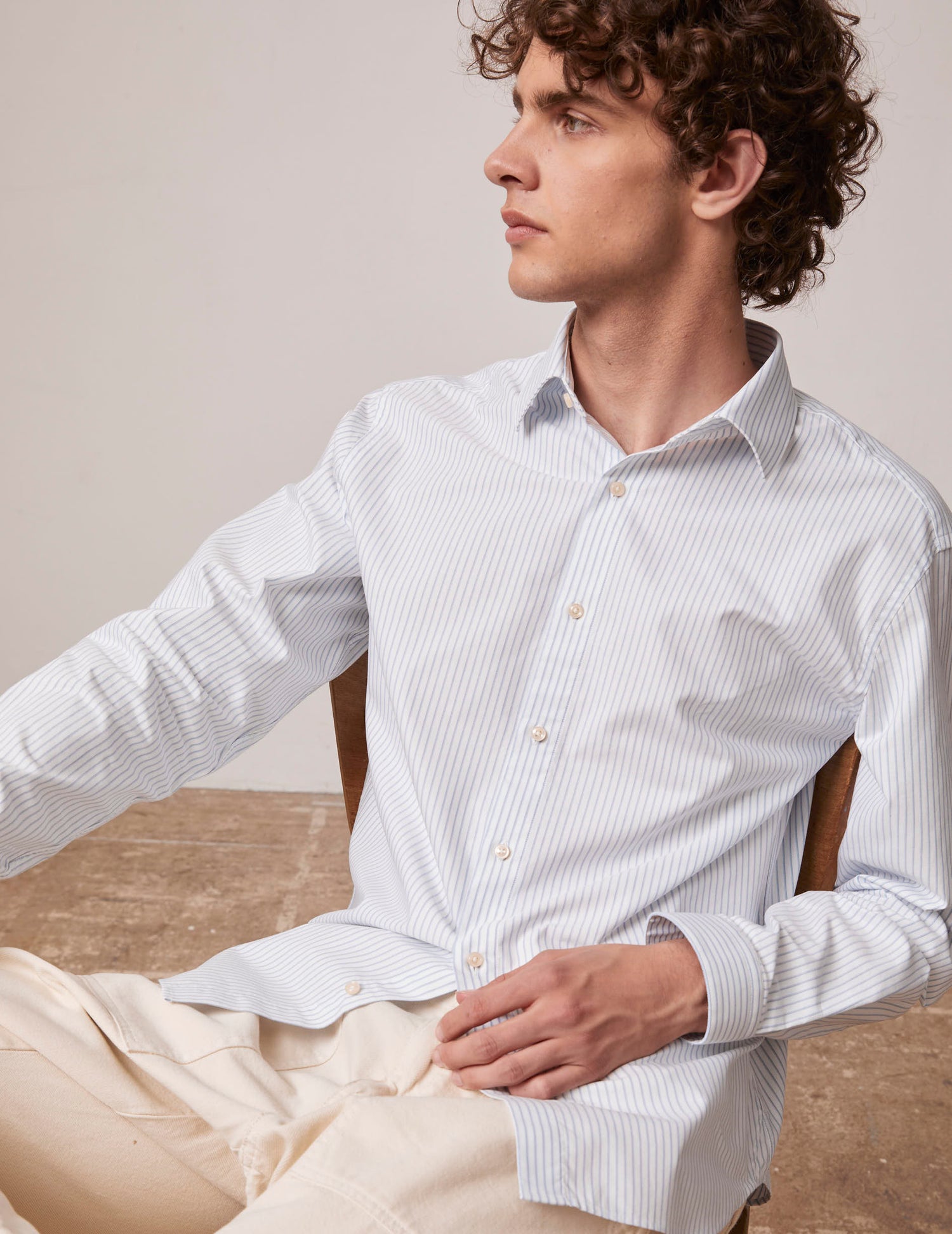 Blue striped Auguste shirt - Oxford - French Collar#2