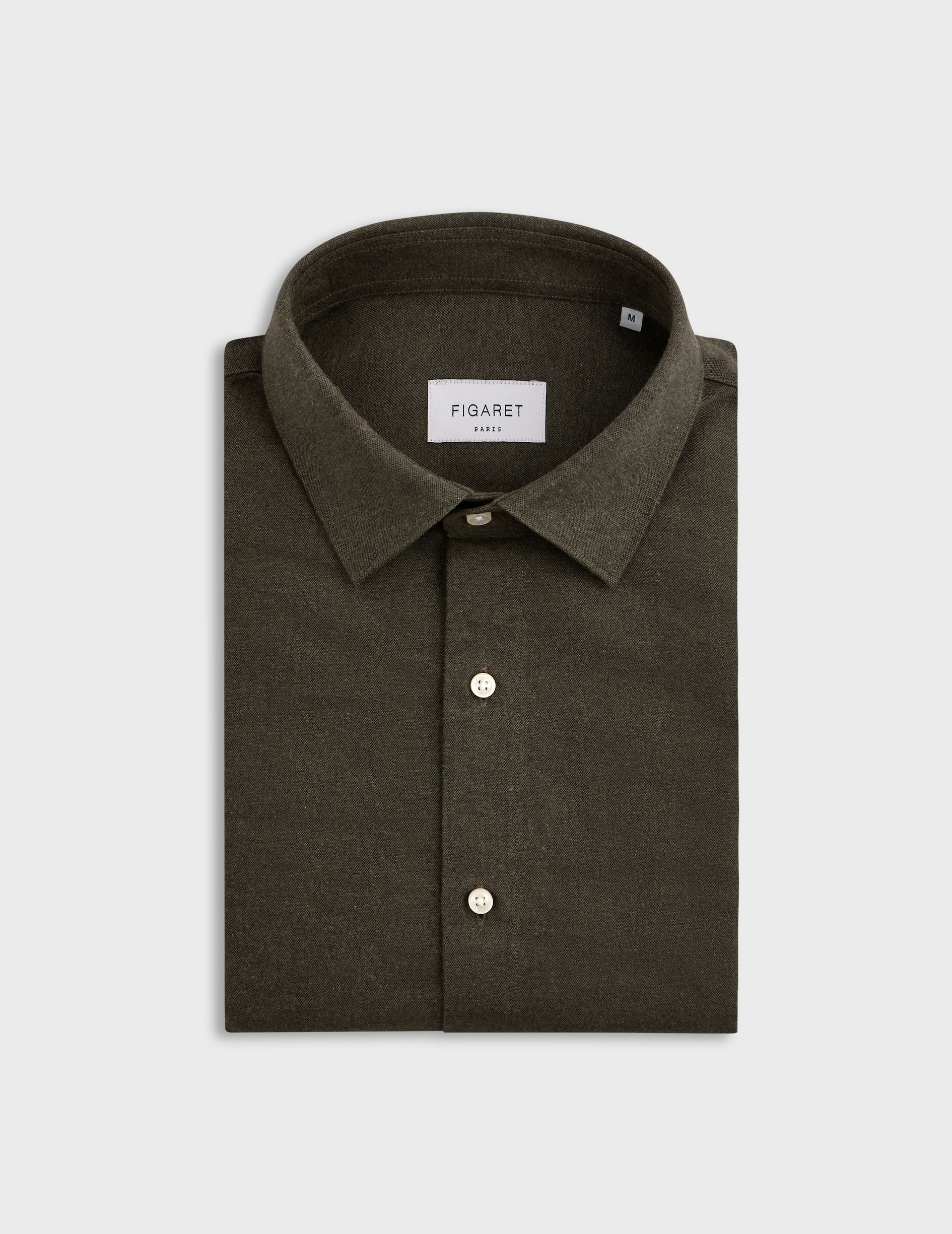 Khaki Auguste shirt - Oxford - French Collar