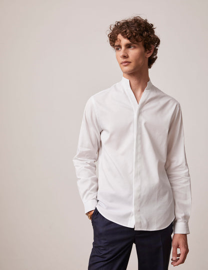 Hidden button placket white Carl shirt