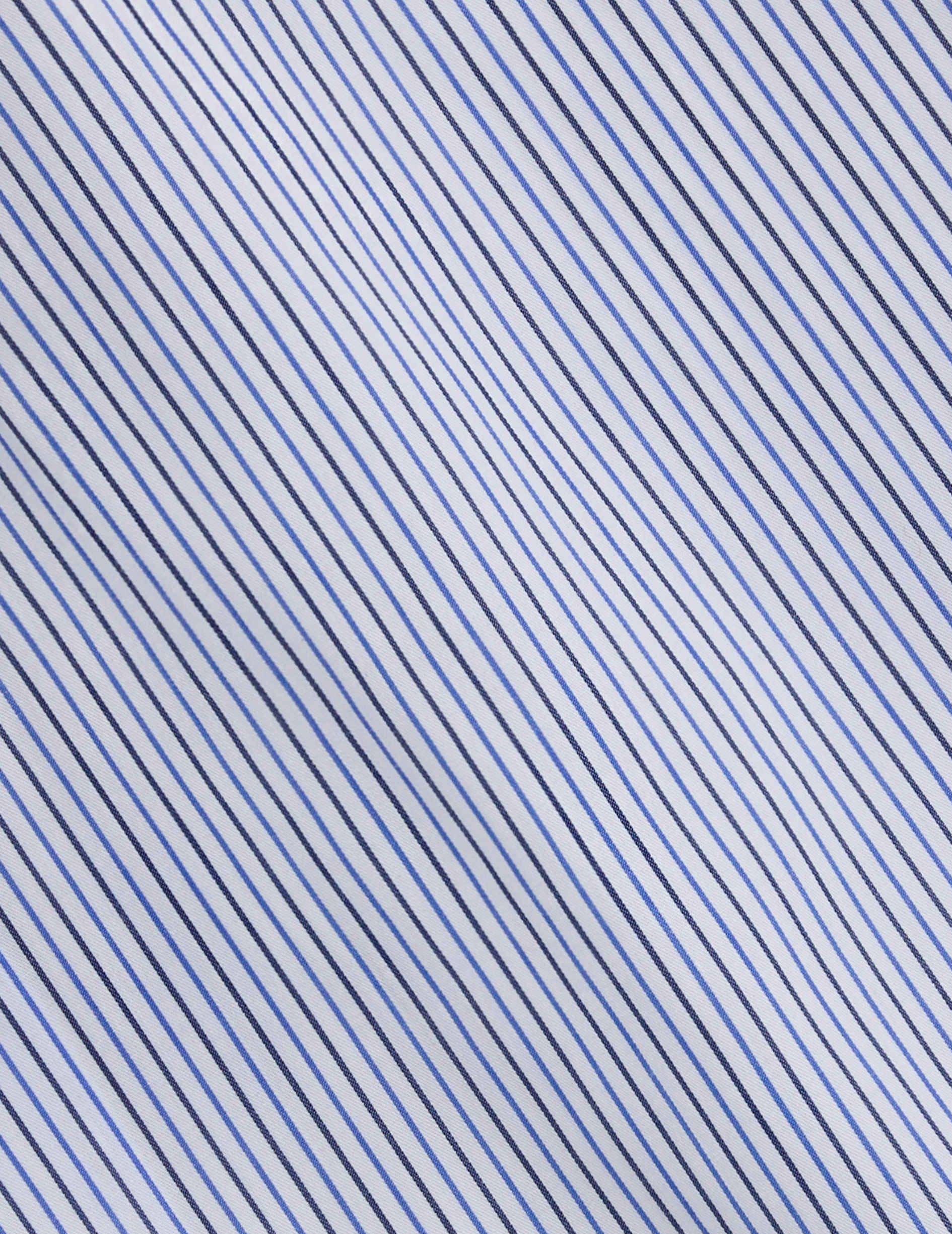 Blue striped Carl shirt - Poplin - Open straight Collar