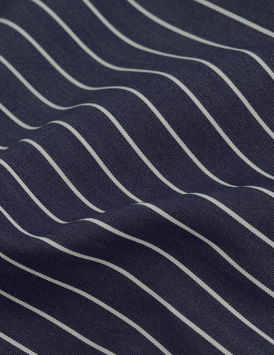 Navy blue striped Carl shirt - Poplin - Open straight Collar#2