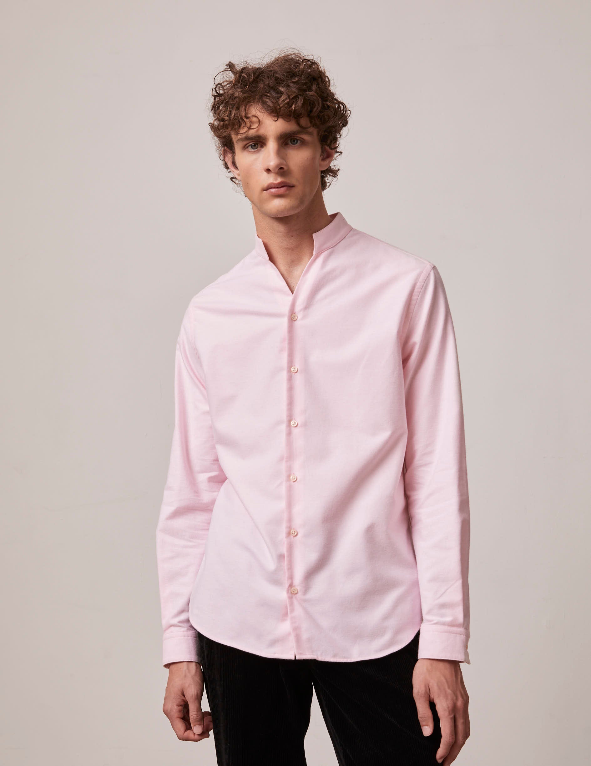 Pink Carl shirt - Brushed oxford - Open straight Collar