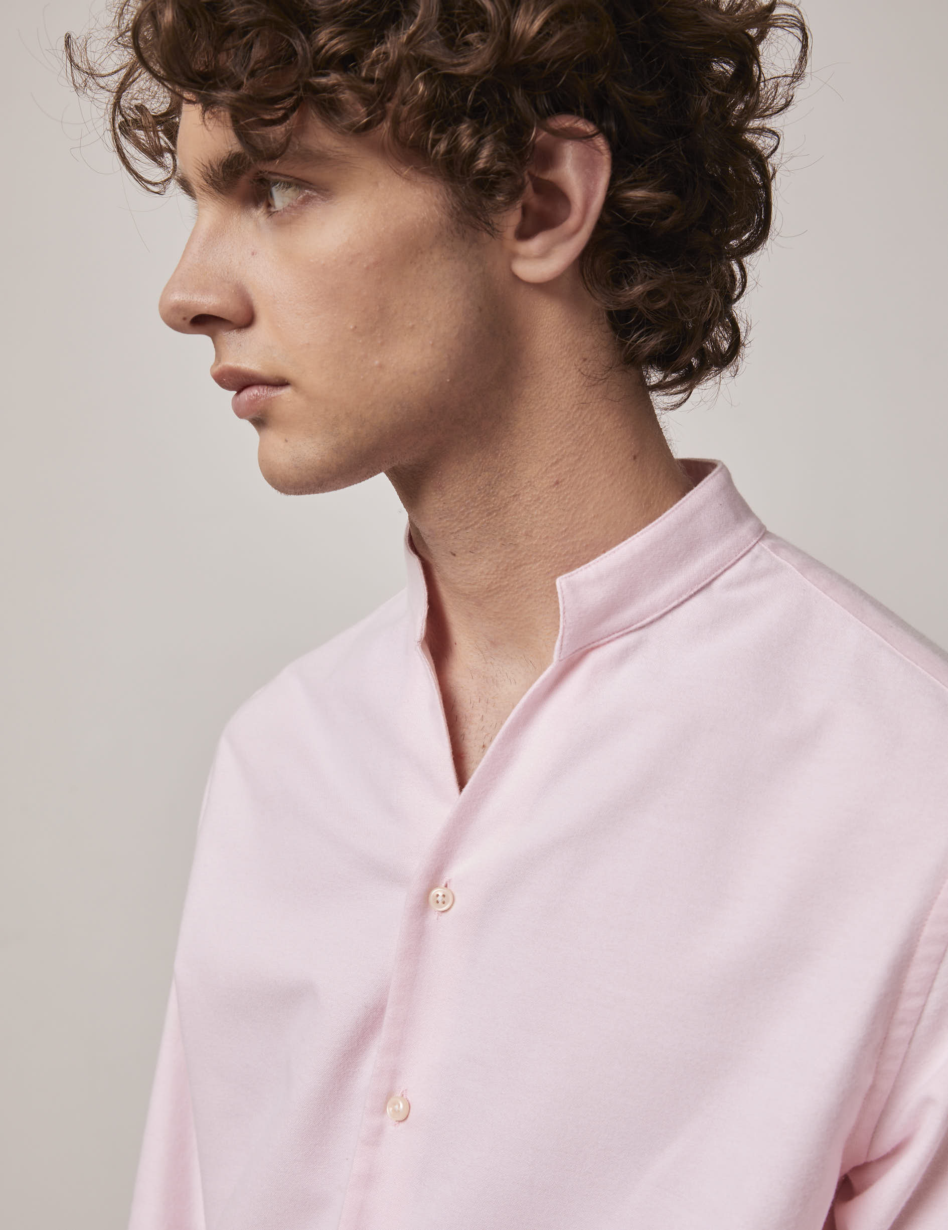 Pink Carl shirt - Brushed oxford - Open straight Collar