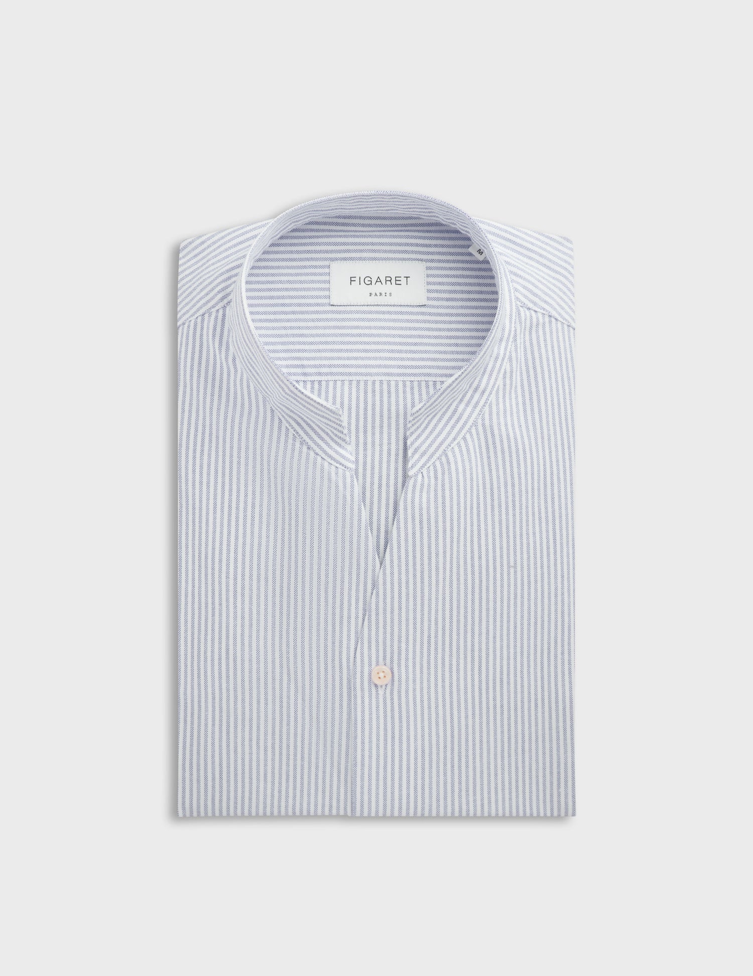 Navy blue striped Carl shirt - Oxford - Droit ouvert Collar#3